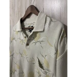 Tommy Bahama Mens Pineapple Print Short Sleeve Polo Shirt Size L Relaxed Fit